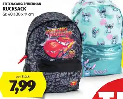 Hofer Stitch/cars/spiderman rucksack Angebot
