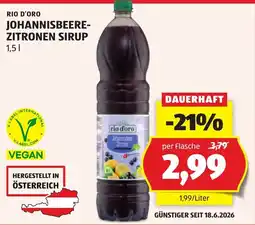 Hofer Rio d'oro Johannisbeere-Zitronen Sirup Angebot