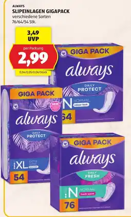 Hofer Always Slipeinlagen GigaPack Angebot