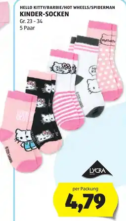 Hofer Hello Kitty/Barbie/Hot Wheels/Spiderman Kinder-Socken Angebot
