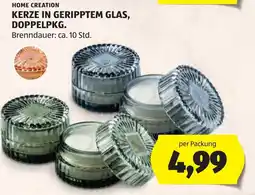 Hofer Home Creation Kerze in geripptem Glas Angebot