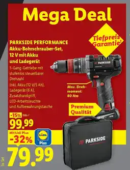 Lidl PARKSIDE PERFORMANCE Akku-Bohrschrauber-Set, 12 V mit Akku und Ladegerät Angebot