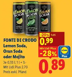 Lidl FONTI DI CRODO Lemon Soda, Oran Soda oder Mojito Angebot