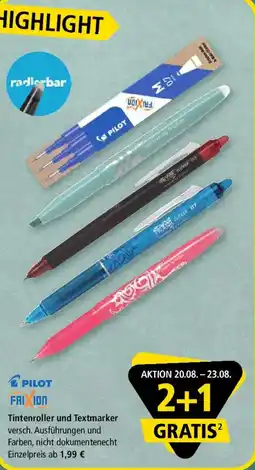 Pagro Diskont PILOT Tintenroller und Textmarker Angebot