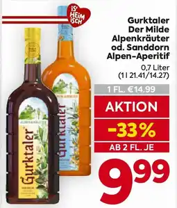 Billa Gurktaler Der Milde Alpenkräuter od. Sanddorn Alpen-Aperitif Angebot