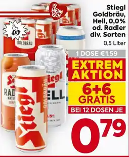 Billa Stiegl Goldbräu, Hell, 0,0% od. Radler Angebot