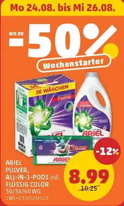 PENNY Ariel pulver, all-in-1-pods od. flüssig color Angebot