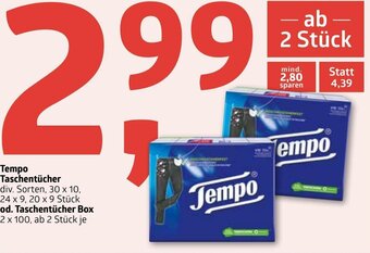 ADEG Tempo Taschentücher, Od. Taschentücher Box Angebot