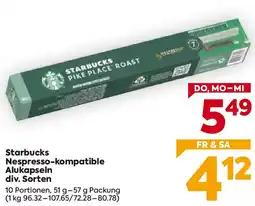 Billa Starbucks Nespresso-kompatible Alukapseln Angebot