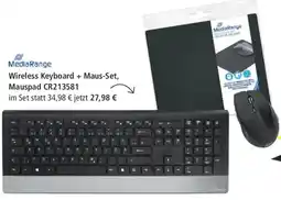 Pagro Diskont MediaRange Wireless Keyboard + Maus-Set, Mauspad CR213581 Angebot
