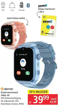 Pagro Diskont denver Kindersmartwatch SWGL-49 Angebot