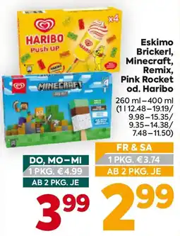 Billa Eskimo Brickerl, Minecraft, Remix, Pink Rocket od. Haribo Angebot