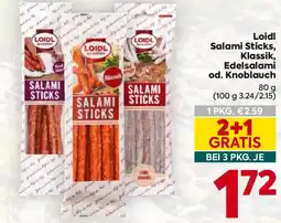 Billa Loidl Salami Sticks, Klassik, Edelsalami od. Knoblauch Angebot
