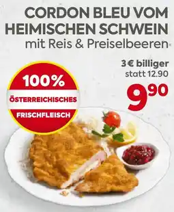 Billa CORDON BLEU VOM HEIMISCHEN SCHWEIN mit Reis & Preiselbeeren Angebot