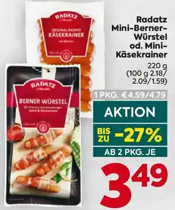 Billa Radatz Mini-Berner Würstel od. Mini Käsekrainer Angebot