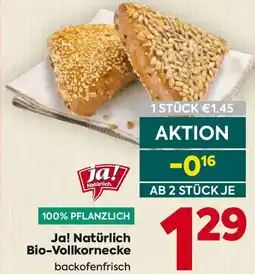 Billa Ja! Natürlich Bio-Vollkornecke Angebot