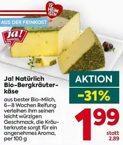 Billa Ja! Natürlich Bio-Bergkräuterkäse Angebot