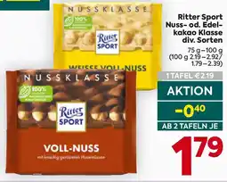 Billa Ritter Sport Nuss-od. Edelkakao Klasse Angebot