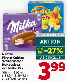 Billa Nestlé Pirulo Kaktus, Watermelon, Kaktusbox od. Milka Eis Angebot