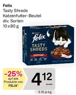 Bipa Felix Tasty Shreds Katzenfutter-Beutel Angebot