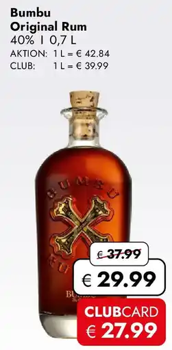 Travel FREE Bumbu Original Rum Angebot