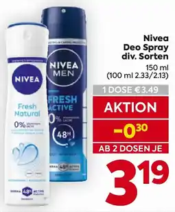 Billa Nivea Deo Spray Angebot