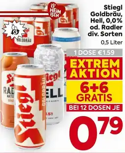 Billa Stiegl Goldbräu, Hell, 0,0% od. Radler Angebot