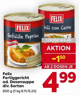 Billa Felix Fertiggericht od. Dosensuppe Angebot