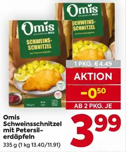 Billa Omis Schweinsschnitzel mit Petersil-erdäpfeln Angebot
