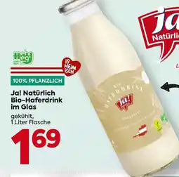 Billa Ja! Natürlich Bio-Haferdrink im Glas Angebot