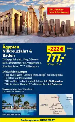 Lidl Ägypten Nilkreuzfahrt & Baden Angebot