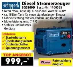 Norma scheppach Diesel Stromerzeuger SG5200D Angebot