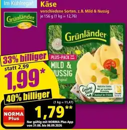 Norma Grünländer Käse Angebot