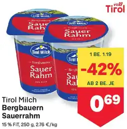 MPreis Tirol Milch Bergbauern Sauerrahm Angebot