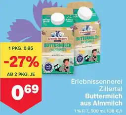 MPreis Erlebnissennerei Zillertal Buttermilch aus Almmilch Angebot