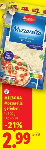 Lidl MILBONA Mozzarella gerieben Angebot