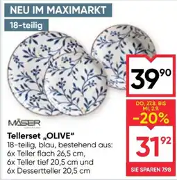 Maximarkt Mäser Tellerset "OLIVE" Angebot