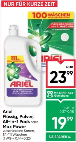 Maximarkt Ariel Flüssig, Pulver, All-in-1 Pods oder Max Power Angebot