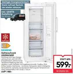 Maximarkt SIEMENS Gefrierschrank GS29NVWEP Angebot