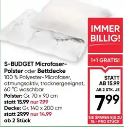 Maximarkt S-Budget Microfaser-Polster oder Bettdecke Angebot