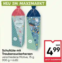 Maximarkt Schultüte mit Traubenzuckerherzen Angebot