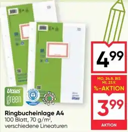 Maximarkt Ursus green Ringbucheinlage A4 Angebot