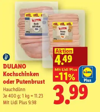 Lidl Dulano Kochschinken oder Putenbrust Angebot