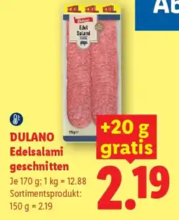 Lidl Dulano Edelsalami geschnitten Angebot