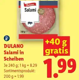 Lidl Dulano Salami in Scheiben Angebot