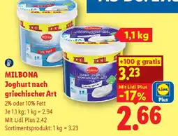 Lidl Milbona Joghurt nach griechischer Art Angebot