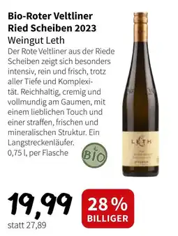 Eurogast Grissemann Bio-Roter Veltliner Ried Scheiben 2023 Weingut Leth Angebot