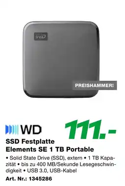 EP WD SSD Festplatte Elements SE 1 TB Portable Angebot