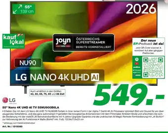 LG Nano 4K UHD AI TV 55NU900B6LA