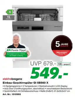 EP Einbau-Geschirrspüler Gl 5B560 X Angebot